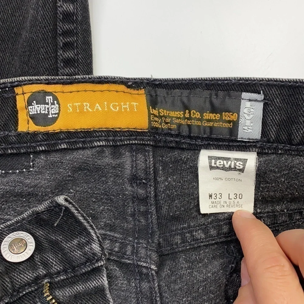 Vintage Levis 913 SilverTab Straight Leg Black Jeans W 33 L30 (32x28) Orange Tag